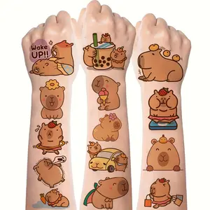 30pcs Capybara Stickers, Cute Dolphin Temporary Tattoos, Oblong Shape, for Birthday Gift, Animal Party Supplies