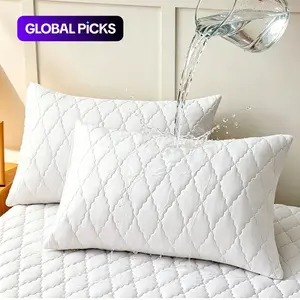 100% Waterproof Pillow Protector 2 Pack, Super Double Waterproof Quilted Pillowcase with Envelope Closure,Dust proof Stain Resistant Pillow Encasement for Standard/Queen/King Size Pillows, Machine Washable, Durable