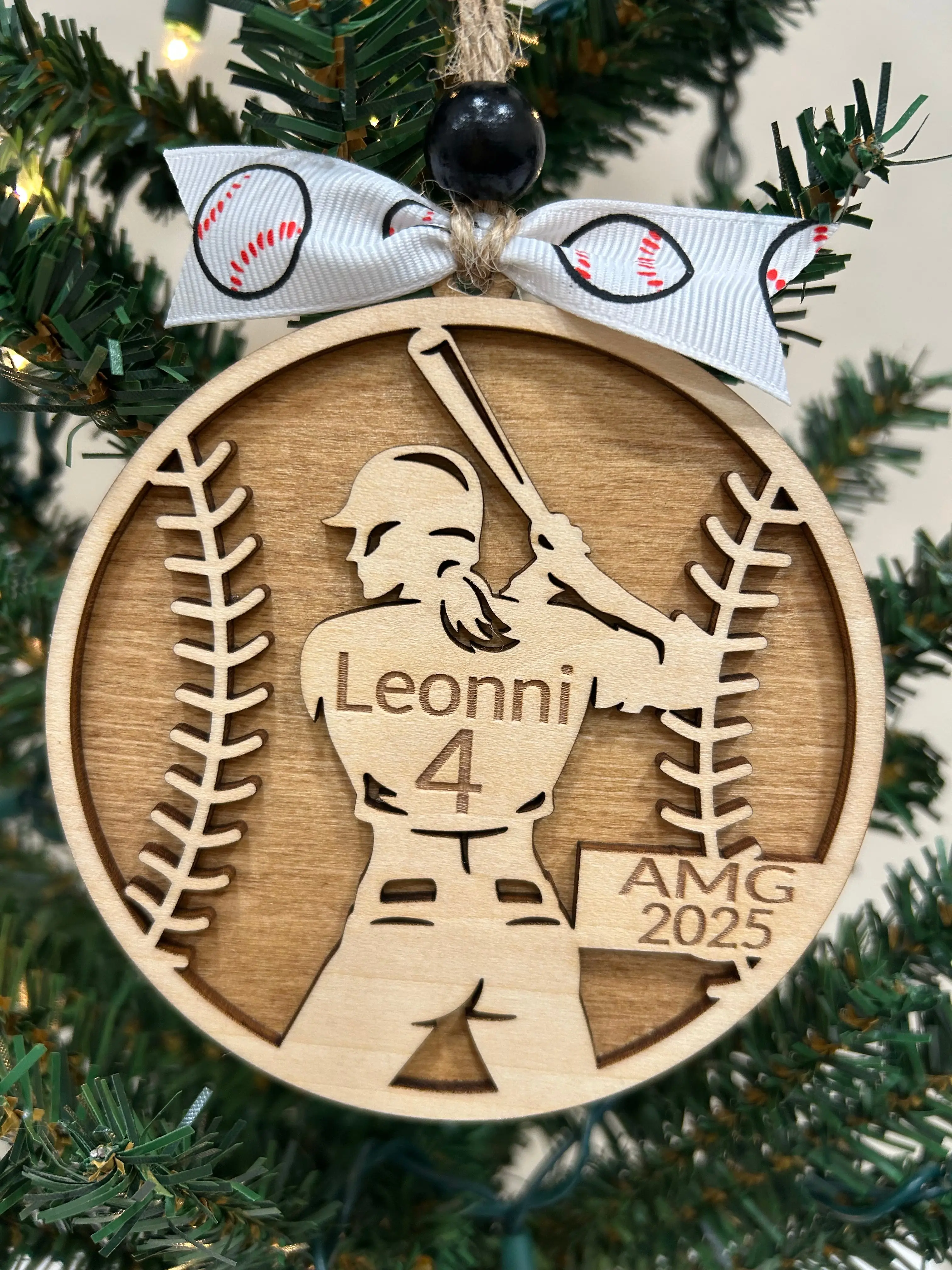 Personalized softball ornament