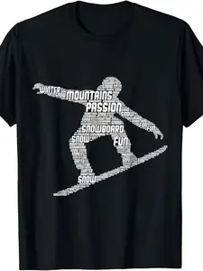 Men'S Snowboarding T-Shirt - Retro Snowboarder Graphic Print |   Soft Breathable Loose Fit Round Neck Tee, All-Season Wear, Machine Washable, Unisex, Ideal Christmas Gift