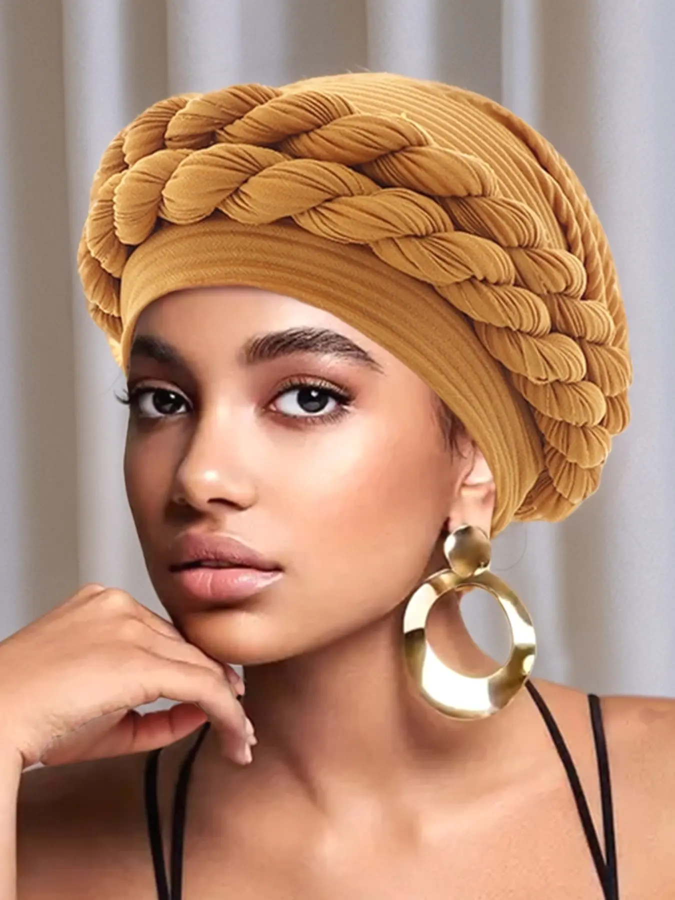 Women’s Solid Color Knitted Turban Hat, Ethnic Style Hijab, Twisted Headscarf, Head Scarf Turbans, Head Wrap Turban, Muslim Turban for Daily Wear & Party