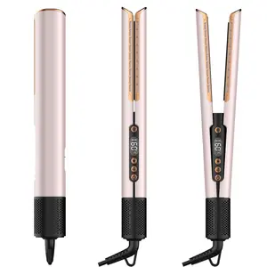 2-in-1 REVOLUTION Hair Styler HYPER SPEED Straighten & Curl with IONIC Cool Air Constant Temp CARE RED LIGHT Therapy for ZERO Damage SHINY Hair Hairtech heatfree White digital aire drying and to us led up value set blow brush High Rotating Hair Dryer Brus