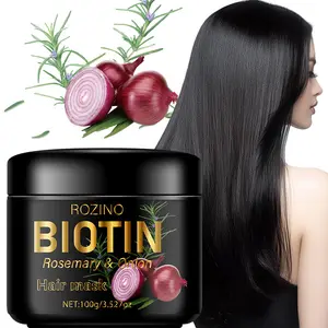 Rozino Biotin Rosemary Onion Hair Mask 100g, Strengthen Roots, Repair Dry Damaged Hair, Control Oil, Moisturize, Nourishing, Smooth Silky Finish, Suitable for All Hair Types