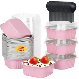 120pack 5oz Mini Cake Tins Cupcake Pan with ,  Foil Baking Cups,Disposable Ramekins Small Brownie Muffin Pans Mini Cheesecake Containers for  Bakery-