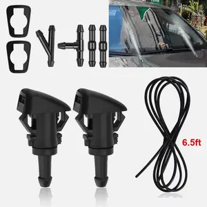Complete Windshield Washer Nozzle & 6.5ft Hose Kit w/ Connectors for Dodge RAM Superior Quality Easy Installation & Wide Water Spray Range