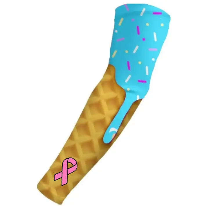 Baseball Sports Compression Arm Sleeve Pink Ribbon Cancer Awareness Blue Ice Cream Cone Drip