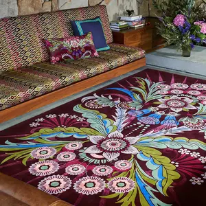 Vintage Floral Print Rug, 1 Count Non-slip Soft Floor Mat, Soft Area Rug, Rectangle Home Decor Carpet for Living Room Bedroom Hotel