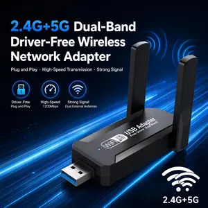 2026 New Driver-Free WiFi Adapter, 1200Mbps 5G/2.4G Dual Band USB Wireless Network Dongle with Strong Signal, High Gain Antennas, for Desktop, Laptop, Gaming, Home Office