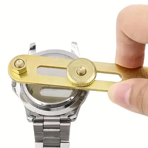 Watch Back Removal Tool - Durable aluminum two-claw metal bottle opener for battery replacement and watch repair, gold, with adjustable screws, battery replacement tool | Professional tool design | Precision screw mechanism