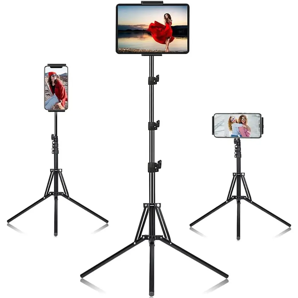 Ipad Tripod Stand, with 65 inch Height Adjustable iPad Stand Holder & iPad Floor Stand with 360? Rotating iPad Tripod Mount for iPad Pro, , Kindle, and All 4.5-12.9 Inch Tablets