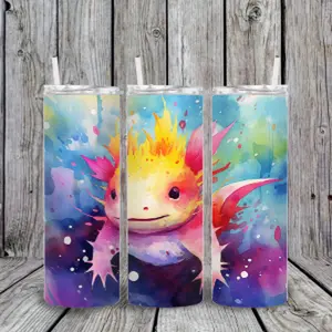 Axolotl 20oz Tumbler with Reusable Straw and Washable Plastic Lid