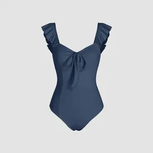 Cider [3 colors, size 0-26] Ruffle Hem Knotted Bodysuit