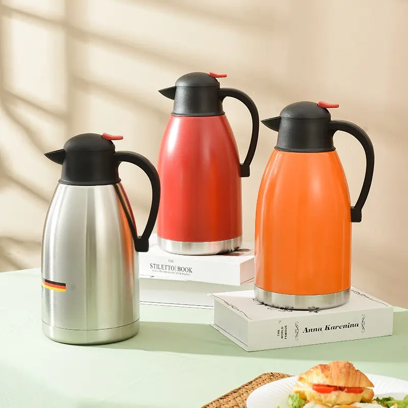 1.5L/2.0L Stainless Steel Vacuum Insulated Coffee Carafe, Leakproof Jug, Double Wall Coffee Pot with Pour Spout Leak-Proof Food Grade BPA-Free 24H Heat & Cold Retention, for Home Office Kitchen Camping Restaurant Party, Birthday Gift for Coffee Lovers