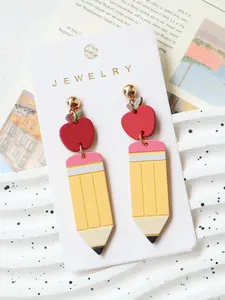 Teacher Appreciation Acrylic Apple Pencil Earrings, Back-To-School Graduation Party Gifts, Cute Unique Personalized Ear Jewelry