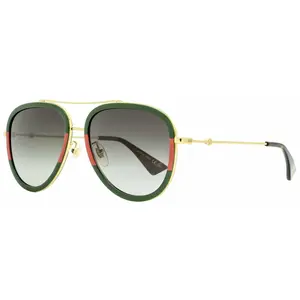 Gucci Pilot Sunglasses GG0062S 003 Gold/Green/Red 57mm 0062