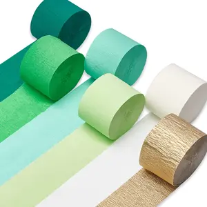 PartyWoo Crepe Paper Streamers 6 Rolls 492ft, Pack of Lime, Dark, Mint Green and Gold for Saint Patrick's Day, Birthday Decorations (1.8 Inch x 82 Ft/Roll)