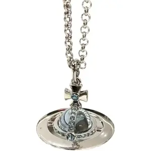 Glacier Blue Star Saturn Necklace for Female - Elegant Three-Dimensional Design - Perfect Accessory for Any Outfit