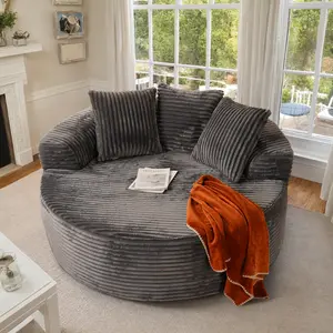 Altrigus Boneless Oversized Round Chair Lounge Chaise Indoor, No Assembly Required, Cloud Large Circle Chair with Plush Fuax Fur, Fluffy Modern Sleeper Sofa Bed for Reading