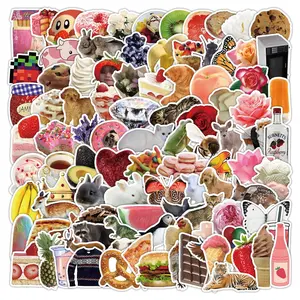 Cute Food Series Sticker, Self Adhesive Decorative Stickers, Floral Pattern Sticker, DIY Decals for Water Bottle, Laptop, Phone Case, Scrapbooking, Journal Making, Screen Protector, Cellphone, Accessories