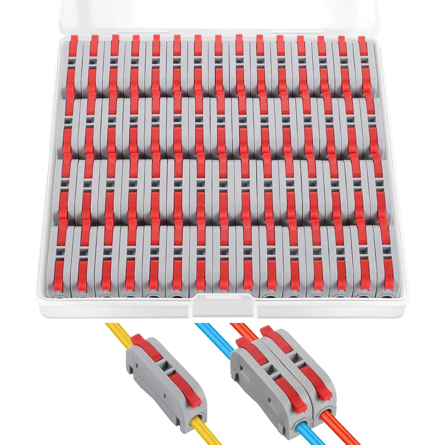 XHF Red Lever Wire Nuts - Compact Synthetic Electrical Conductor Connectors, 28-12 AWG Inline Circuit Splices (SPL-1) for Household Items, Switches, Ceiling Fans