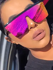 Unisex Street Trend Square Large Frame Sunglasses, Trendy Vintage Pink Sunglasses for Travel Use, Fashion Accessories for Outdoor Activities, Fashionable Sunglasses