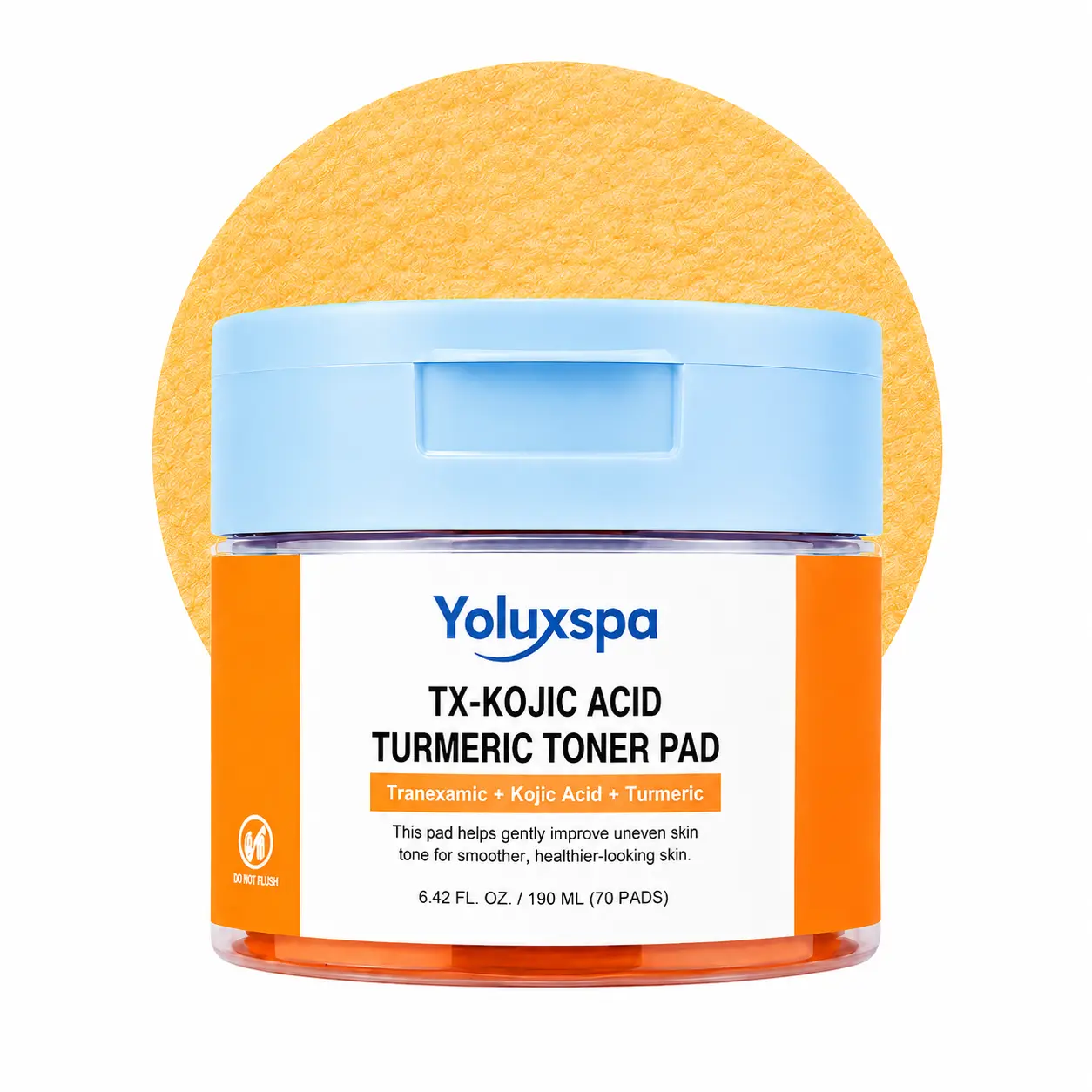 TX Kojic Acid Turmeric Toner Pads, Tranexamic Acid Facial Pads for Dark Spots, Pigmentation & Uneven Skin Tone Care, 70 Pads