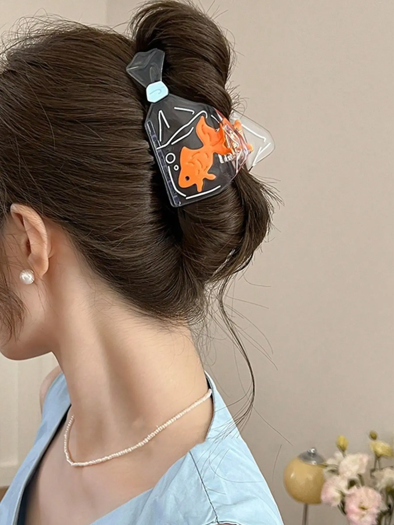 Women's Cute Goldfish Bowknot Hair Clip, Elegant Casual Fashion Accessory, Halloween Party Headpiece, Unique Animal Design, Playful Hair Clip, Transparent Clips, Fun Hair Clips, Fashion Hair Accessories