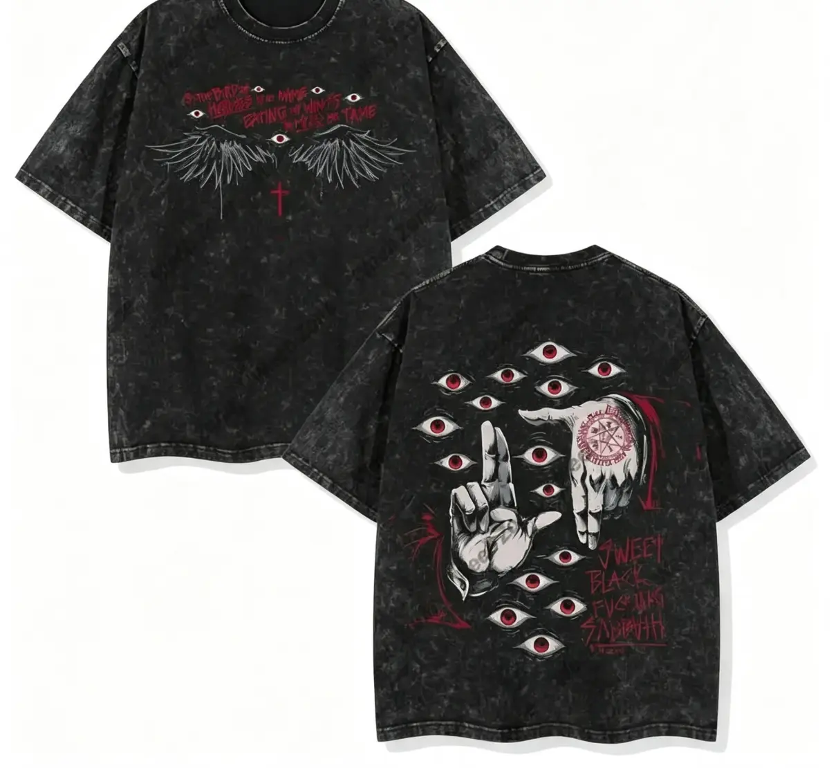 Limited Edition Alucard Hellsing Hand Signs Anime Double Printed Oversize Lightweight Acid Washed Tee, Gift For anime lover unisex casual short sleeve top casual lightweight top oversized heavyweight tee outdoor everyday wear summer short sleeve t-shirt