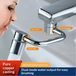 Rotatable Faucet Aerator Extension - for Effortless, All-Angle Control, Rotating Swivel Faucet Aerator Extender, Kitchen Bathroom Sink Faucets Sprayer Attachment with 2 Mode splash fixture hole replacement head tap