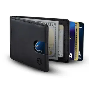 AlphaGear Premium Full-Grain Leather Bifold Wallet with RFID Protection & Quick Card Access - Minimalist Design for Men