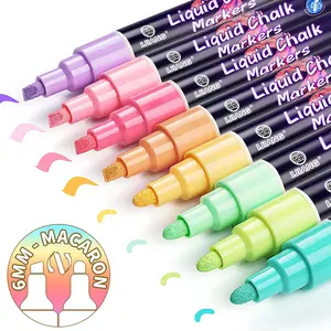 Liquid Chalk Markers for Blackboard, Macaron/Metallic/Neon Colors Wet Erase Pens with 6/10mm Reversible Tip for Blackboard, Whiteboard,Windows, Glass, Mirror, Signs,Diy Easter Kit,Coloring