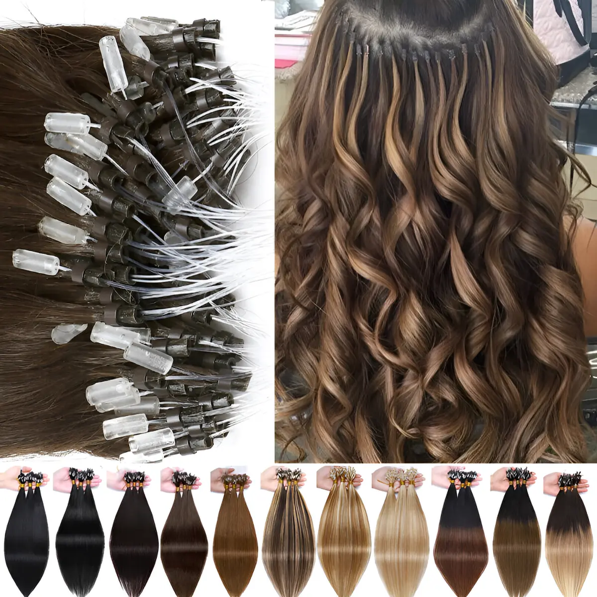 PROKYVITY 50-Strand/Pack 50g 100% Remy Human Hair Micro Loop Bead Extensions for Women, Extensions Hair, Hair Extensions Human Hair