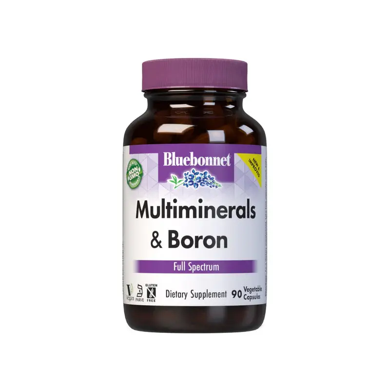 Bluebonnet Edible Multiminerals & Boron Daily Dietary Supplement - Gluten-Free, Iron-Infused, Dairy-Free, Chelated Minerals, Kosher, Non-GMO Dietary Mineral Complex for Nutrition Support, 90 Capsules
