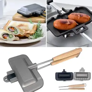 Removable sandwich baking tray for kitchen; double-sided skillet; toast/bread baking pan; cookware made of thermal aluminum