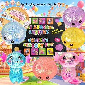 1/6pc stress relief toy set, Stress ball, relieves anxiety, slowly rebounds stress relief toys, fun interactive design, cute desktop accessories suitable for office workers, party gifts, 6 different styles, boxed