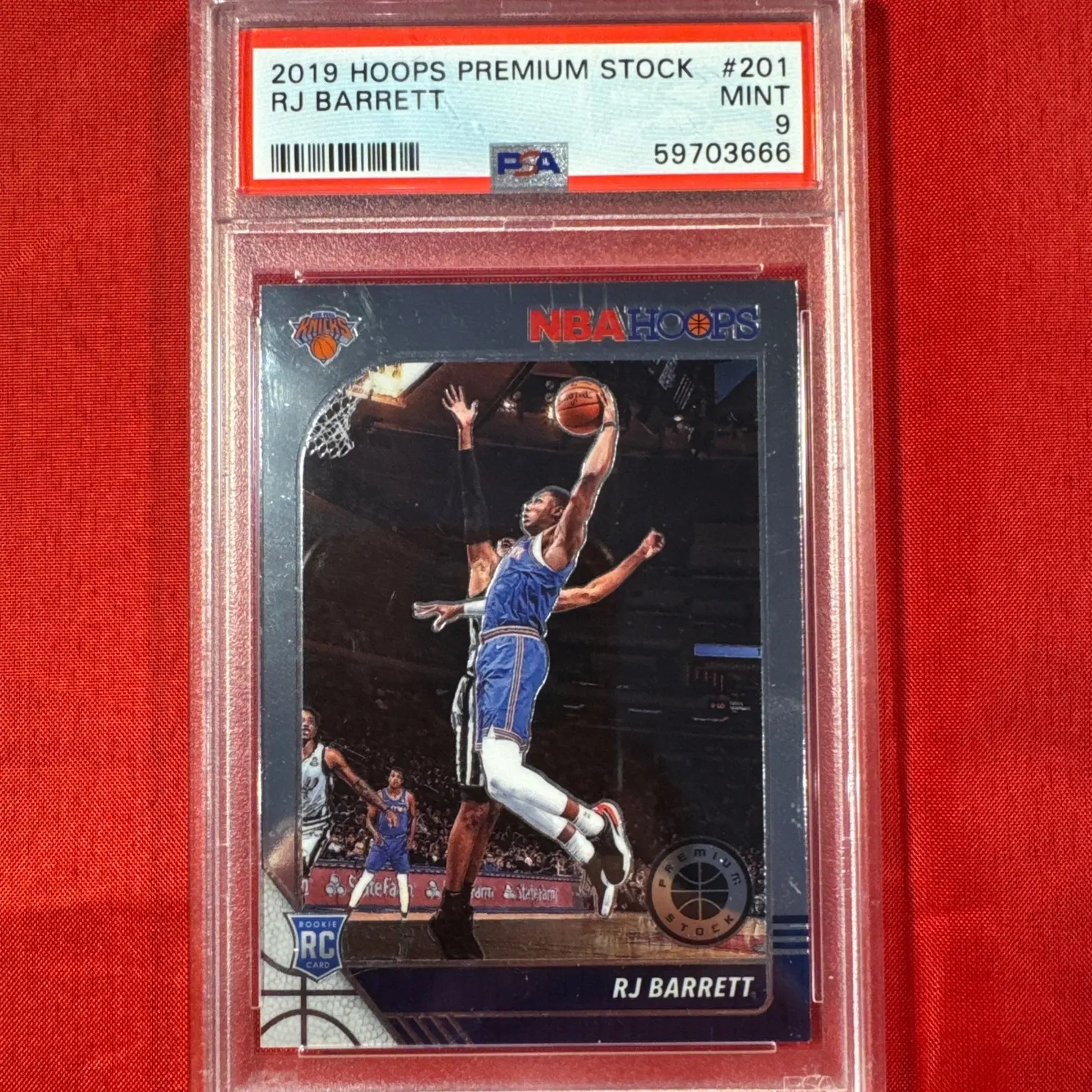 2019-20 Panini NBA Hoops Premium Stock- RJ Barrett #201 PSA 10 Rookie-Knicks