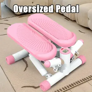 Steppers for Exercise - Mini Stair Stepper Machine with Resistance Bands 330lbs Twist Stepper Portable Exercise Equipment for Full Body Workout-Black/Pink