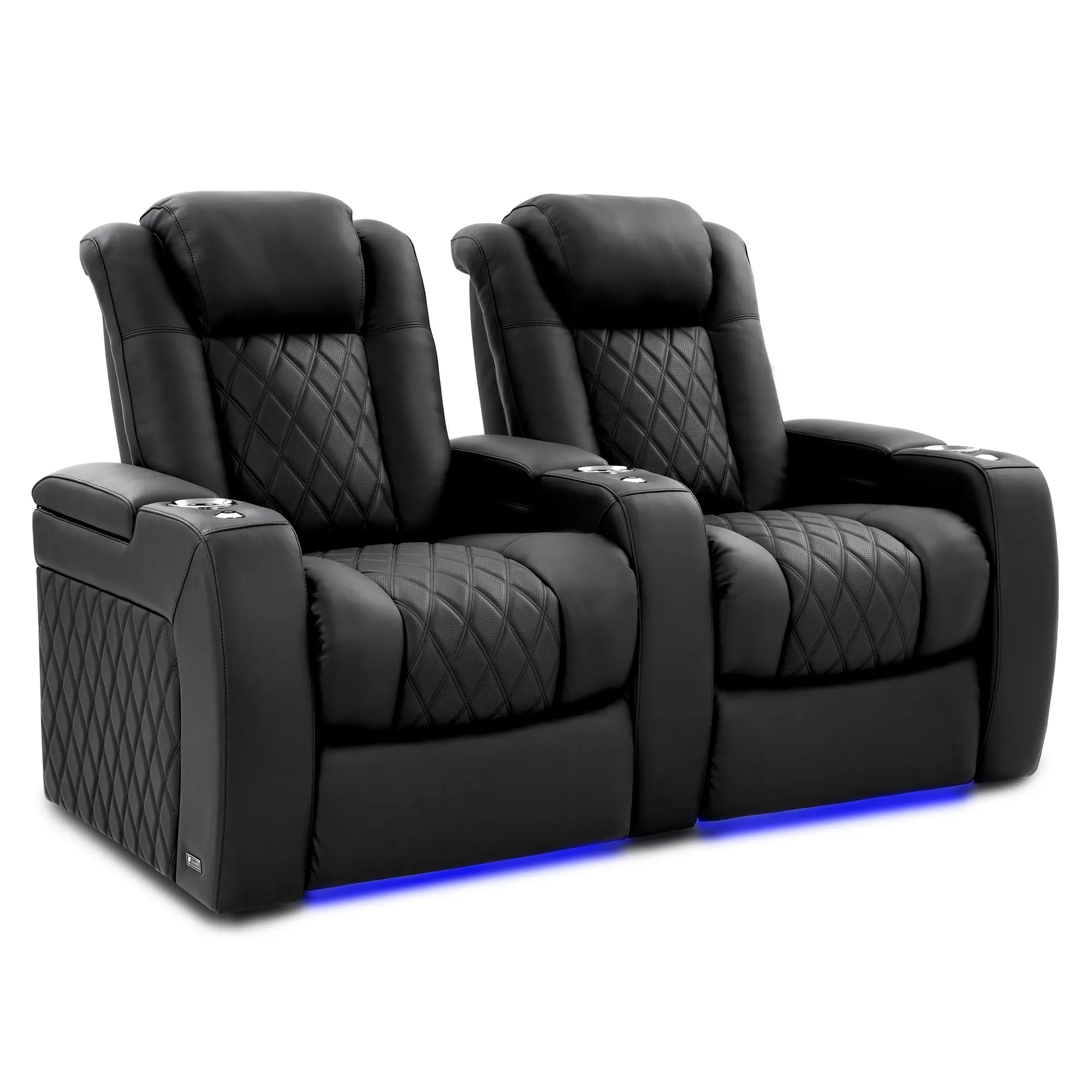 Valencia Tuscany Ultimate Luxury Leather Home Theater Seating Row of 2, Onyx