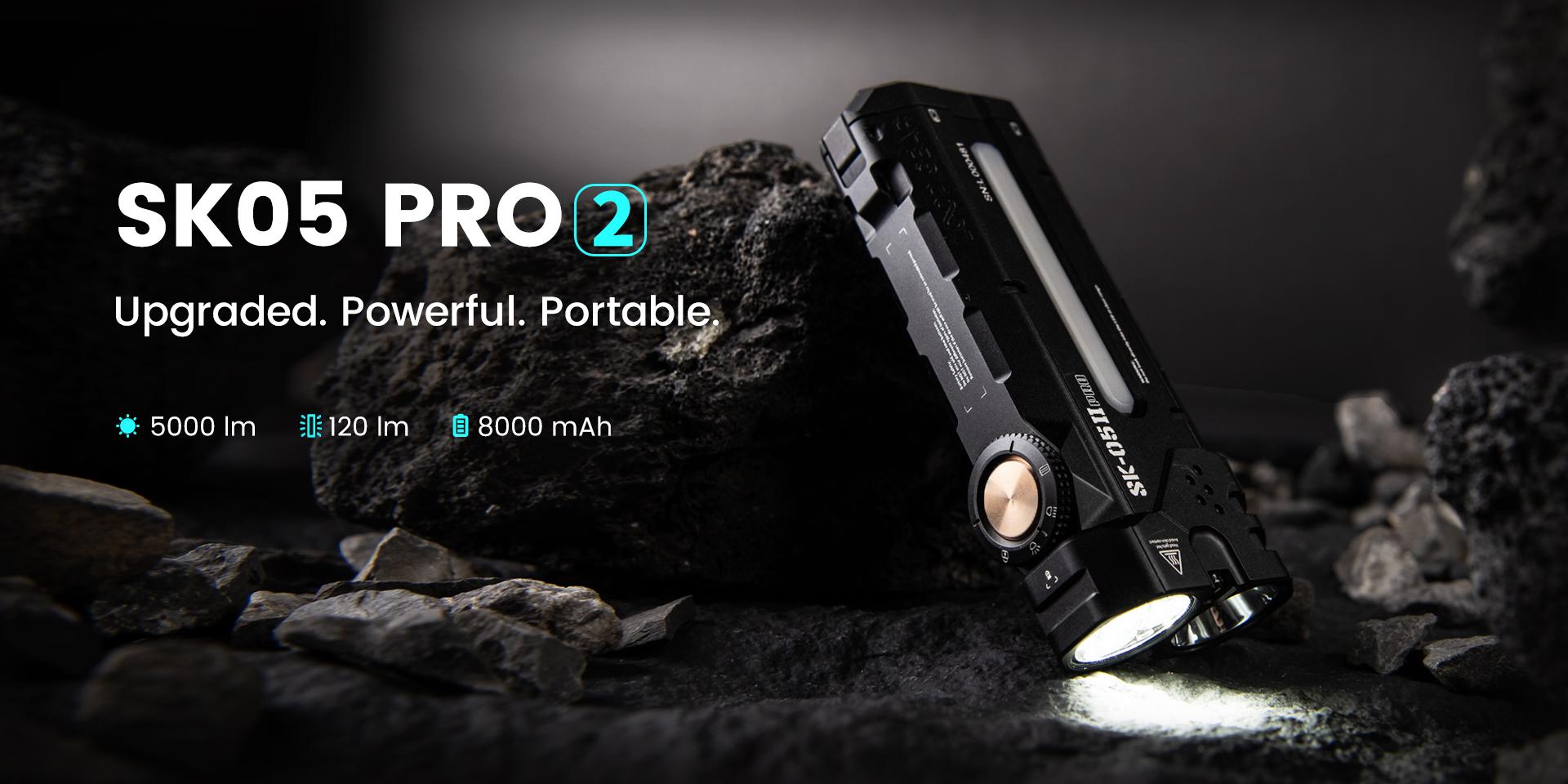 LOOPGEAR SK05 PRO 2 EDC Flashlight, 5000LM LED Flashlight – Spot + Flood + RGB + High CRI + Power Bank, IP68 Magnetic, Replaceable Batteries