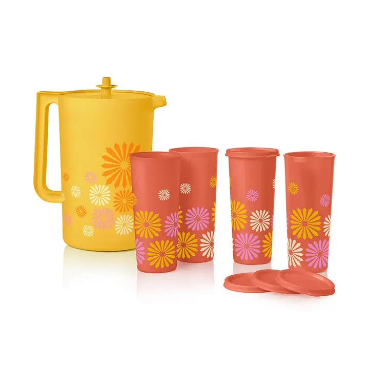 Tupperware 80th Anniversary Retro Classic Sheer Gallon Pitcher & Tumbler Set