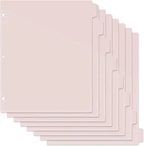 Binder Dividers with Pockets - 8 Plastic Dividers for 3 Ring Binders - A4 Bividers with Pocket & Tabs for Planners (Pink - 8 Tabs)