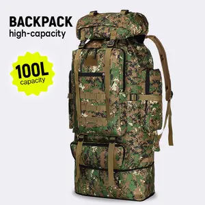 Emergency Escape Bag, 100L Big Forest Bugout Bags, 600D Oxford Fabric Camouflage Bag, Waterproof Breathable Travel Bag, Overnight Biggie Handbag, Rugged and Durable Men's Camouflage Backpack Hiking Camping Hunting, 72 Hour Emergency Escape Bag SpringState