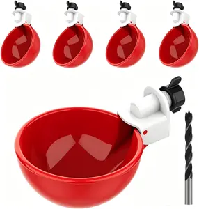 【Summervibes】5-PAKC Large Automatic Chicken Waterer Cups | Chicken Water Feeder Suitable for Chicks, Duck, Goose, Turkey and Bunny | Poultry Water Feeder Kit (Red, 5-Pack)