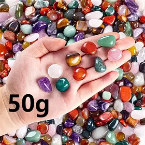 50g Bag Vibrant Bohemian Mixed Color Natural River Stones and Crystals, Polished Gemstones for Home Decor, Assorted Colors, Crystal Pebble