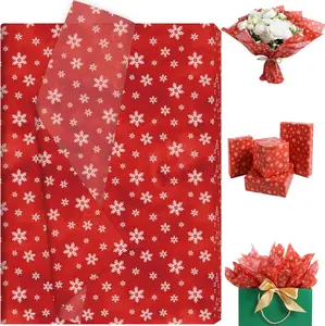 60 Sheets Christmas Snowflake Tissue Paper, Retro Christmas Snowflake  Wrapping Paper for Xmas DIY Crafts Winter Party Supplies, 13.8 x 19.7 Inch (Red)