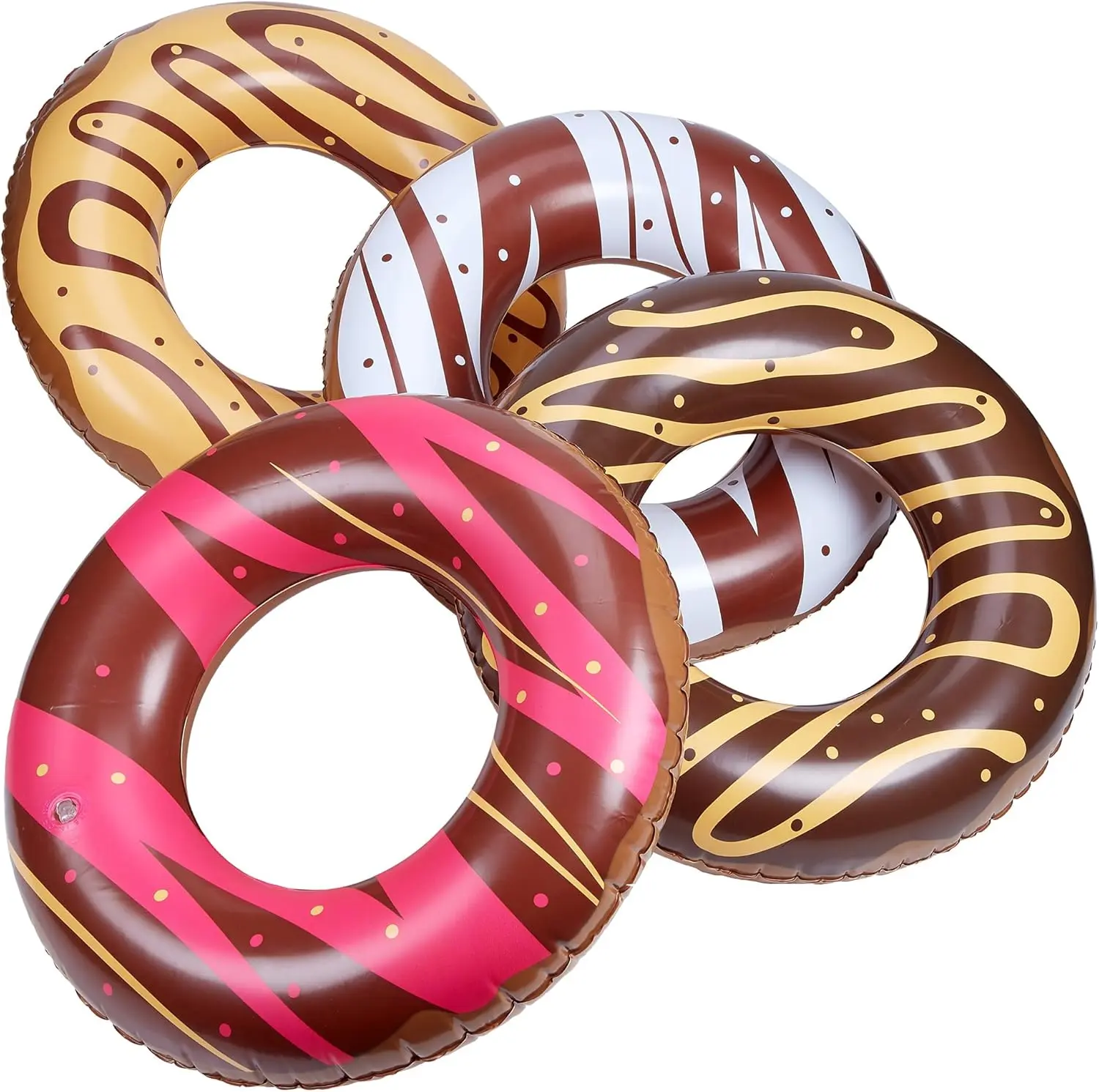 PLAYBEES Chocolate Donut Pool Floats 4 Pack 20 Inch Inflatable Floaties for Kids Fun Summer Water Toy for Pool Parties and Decorations USA