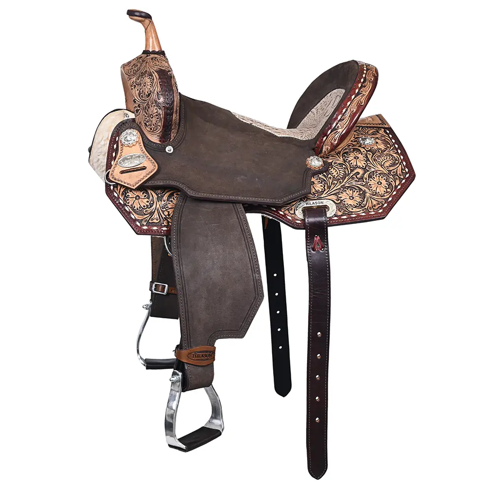 HILASON Western Horse Flex Tree Barrel Trail in American Leather Saddle Brown | for Horses