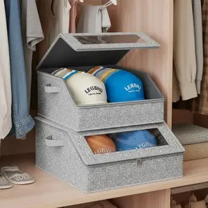 Large Stackable Baseball Cap Storage Boxes, Classic Multilayer Foldable Organizer, Wardrobe Storage Solution, Mens Gift Option for Hat Organization Rolling Under Bed