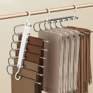 Space-Saving Pants Hanger, Non-Slip Jeans Hangers, Durable Clothing Storage Organizer, Heavy-Duty Pants Hanger for Closet/Wardrobe Home Bedroom Organization (Black)
