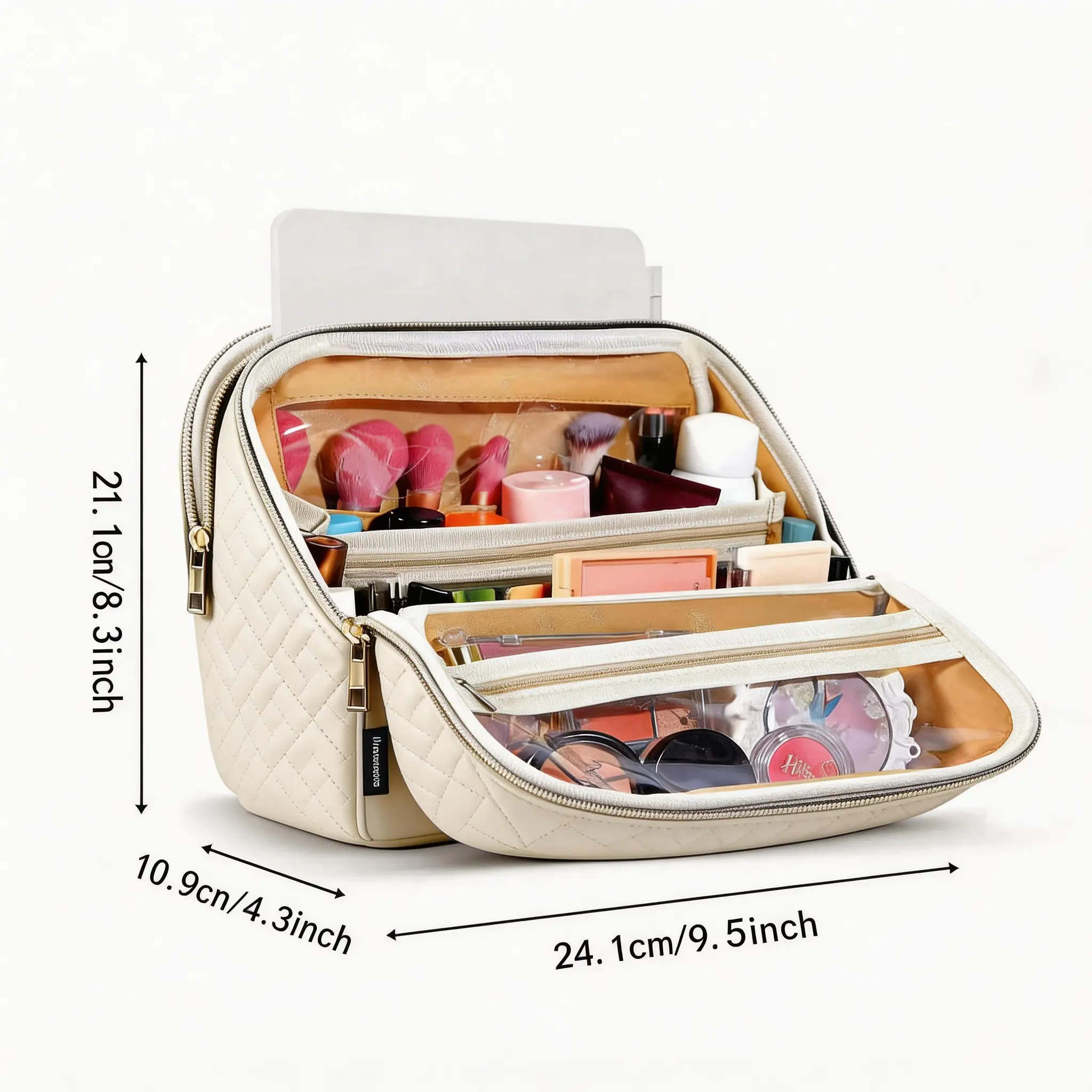 Solid Waterproof Cosmetic Bag, Compact Polyester Pouch with Zip Closure for Travel Toiletries and Daily Bag Organization, Toiletry Bags